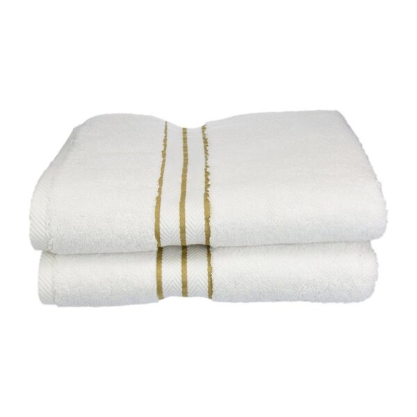 Superior 900GSM-H BTOWEL TO 900 Gsm Egyptian Cotton Bath Towel Set - White With Toast Border- 2 Pieces 900GSM(H) BTOWEL TO - main